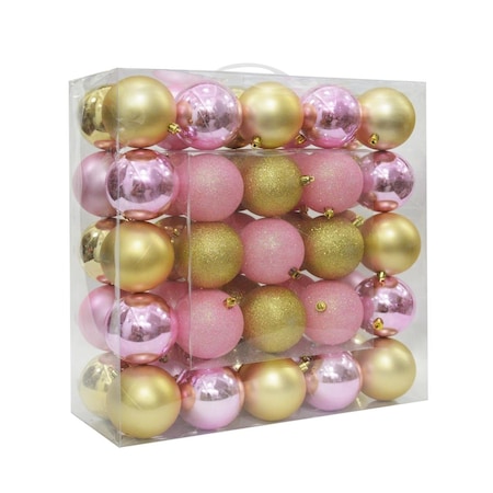 Jeco CHD-TA172 3 In. Shiny Glitter Square Christmas Ornament Combo; Gold & Pink - Pack Of 50